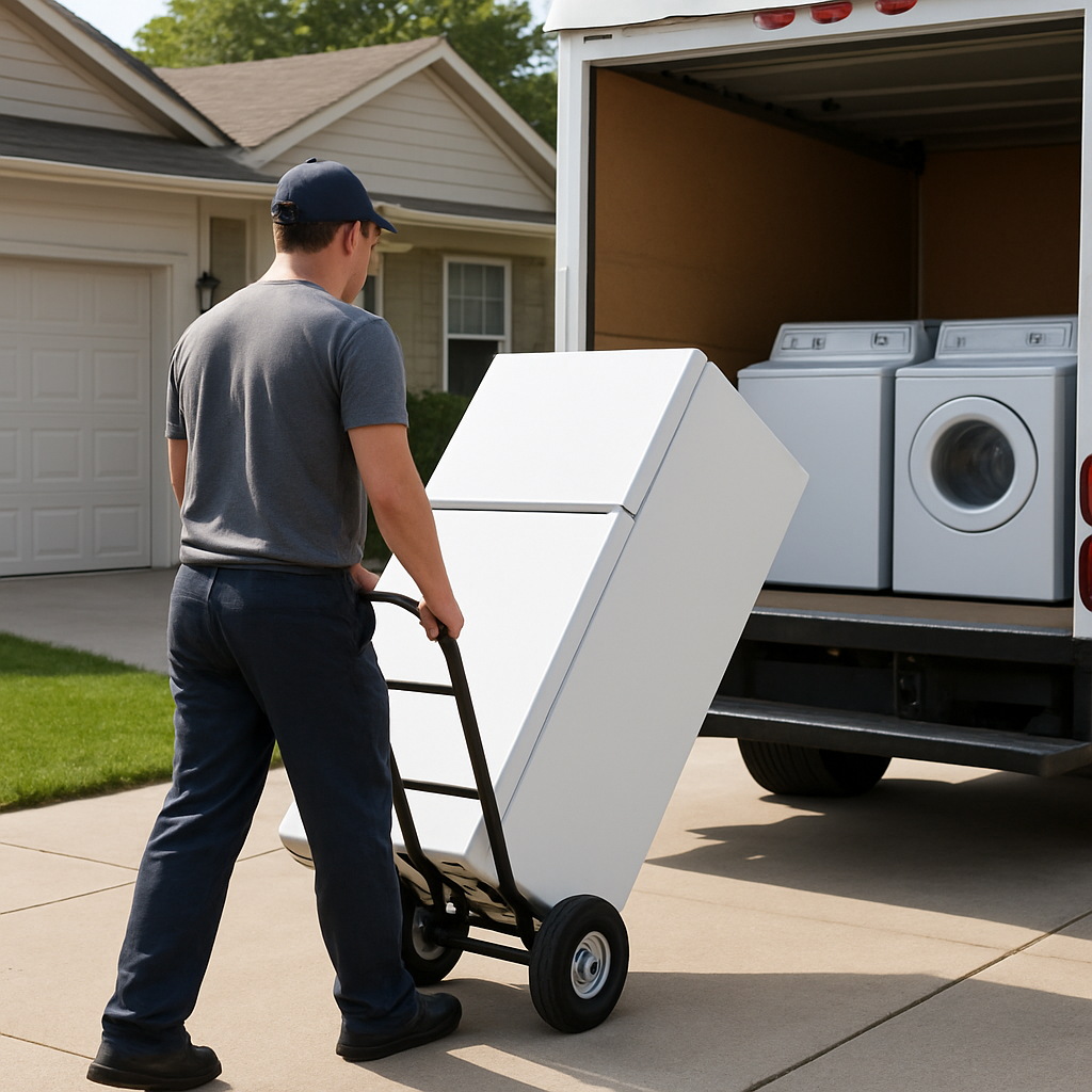 Appliance removal example with refrigerator and washer dryer hauling